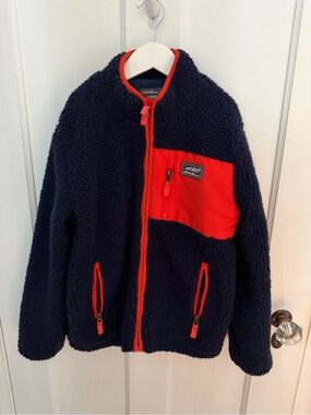 Eddie Bauer Navy Sherpa Jacket with Orange Trim and Pockets